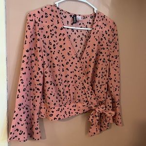 Pink Leopard Wrap Top